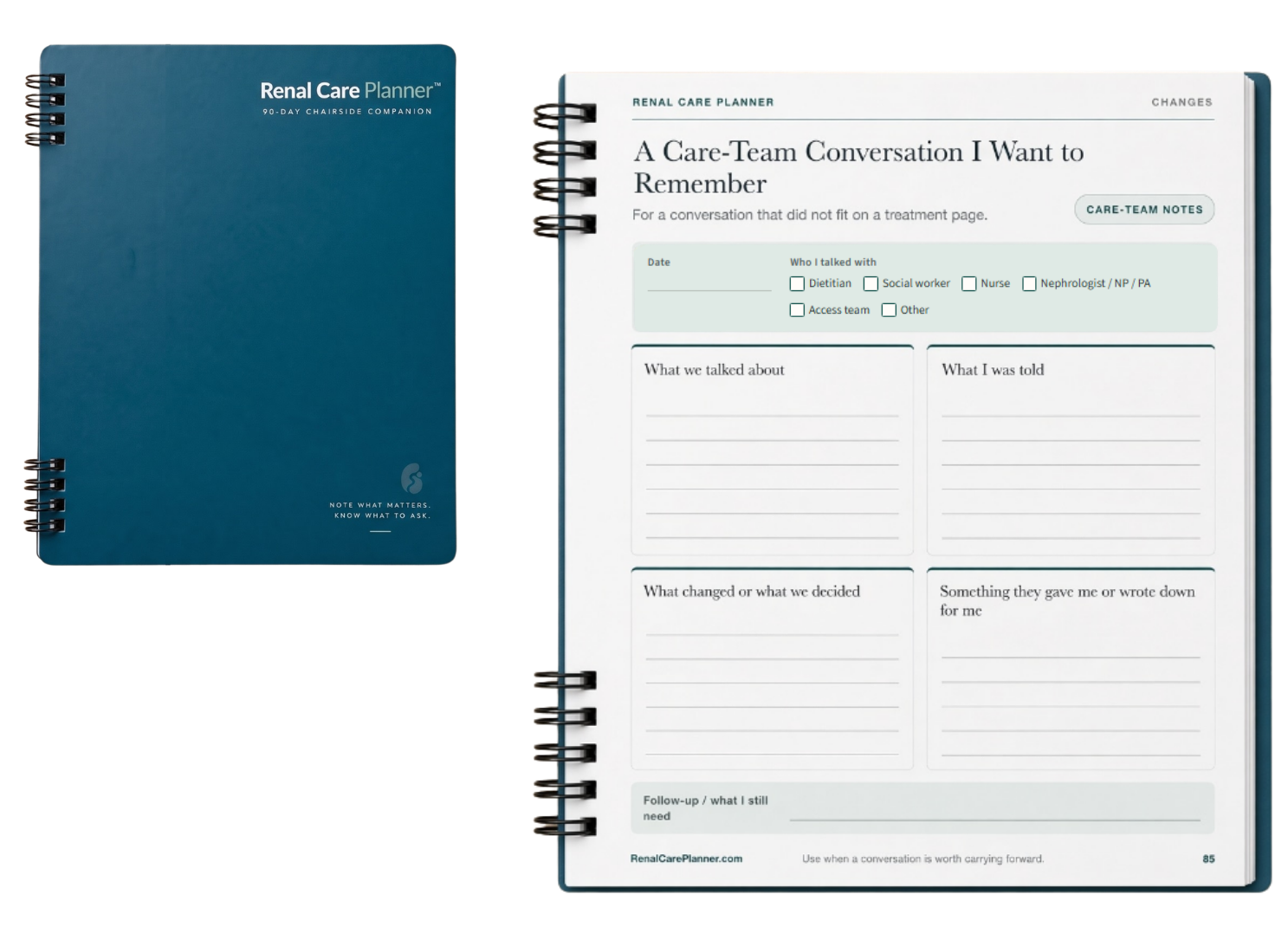 Renal Care Planner care-team conversation page