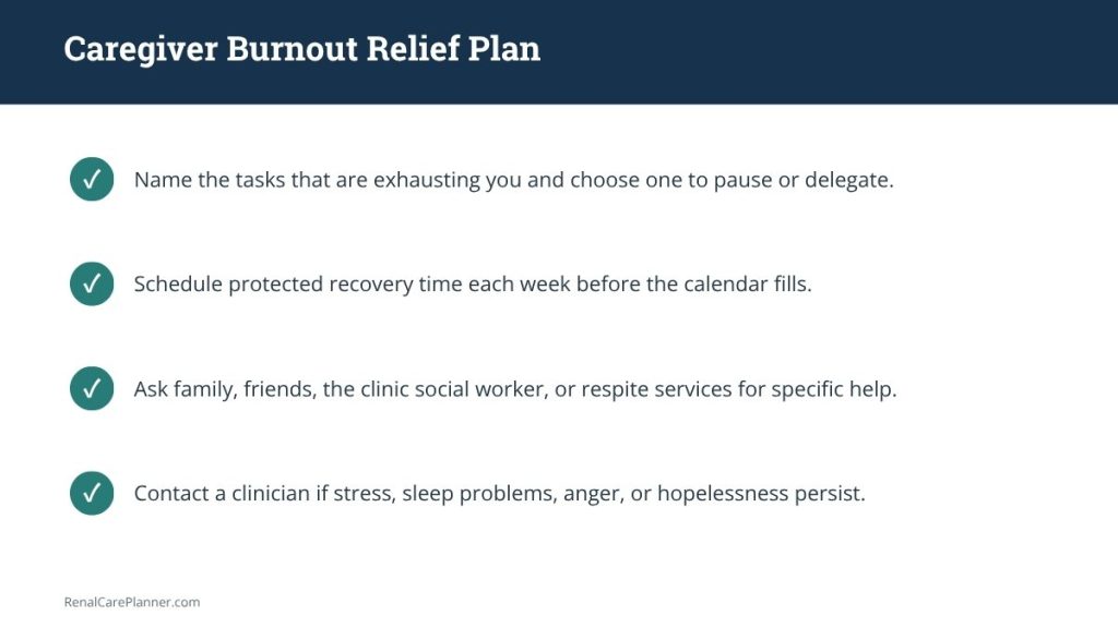 Caregiver burnout relief plan checklist
