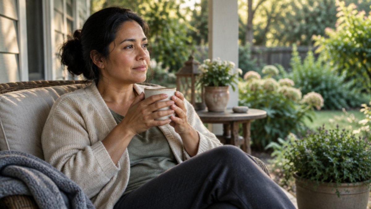 Caregiver taking a quiet break with a cup of tea