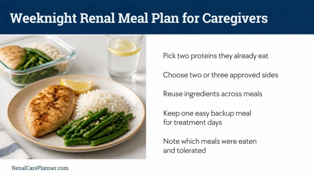 Weeknight renal meal plan for caregivers checklist