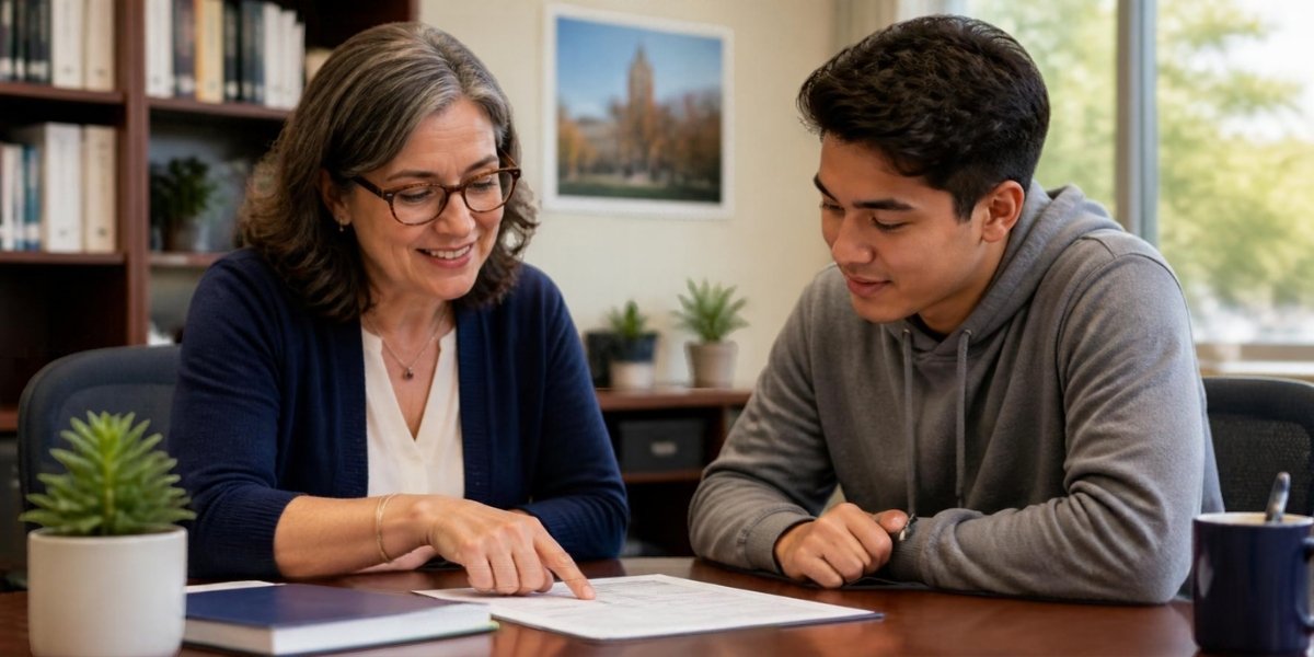 Student meeting with a campus advisor
