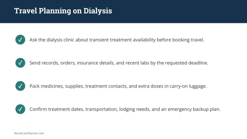 Travel planning on dialysis checklist