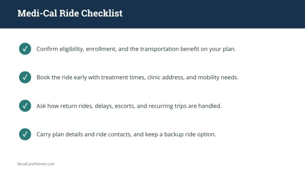 Medi-Cal ride checklist