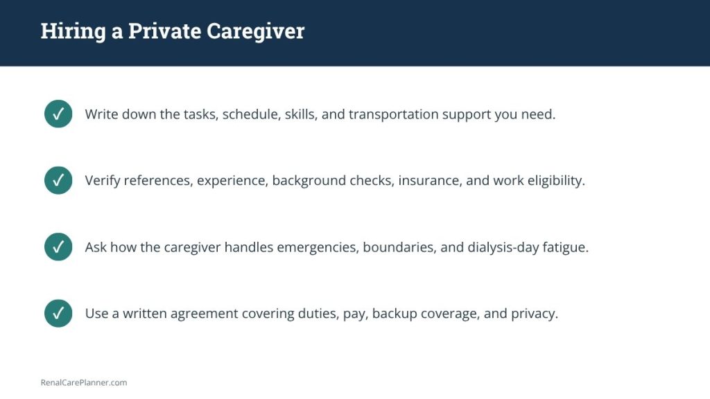 Hiring a private caregiver checklist