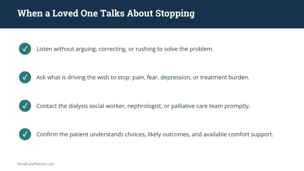 When a loved one talks about stopping dialysis checklist