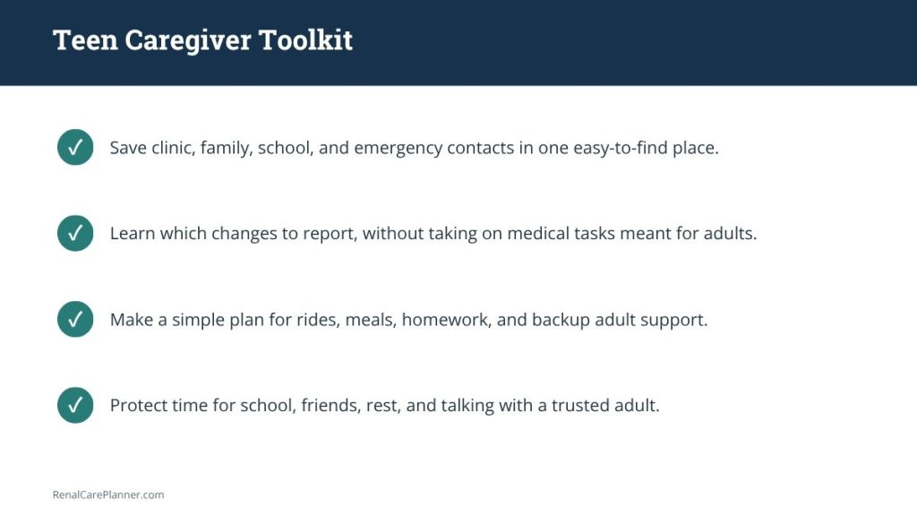 Teen caregiver toolkit checklist