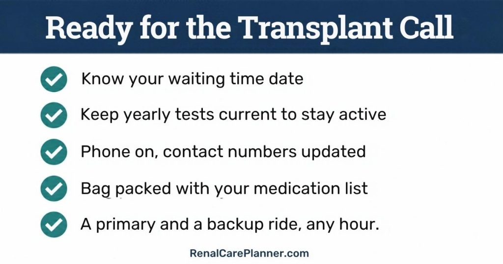 Ready for the transplant call checklist
